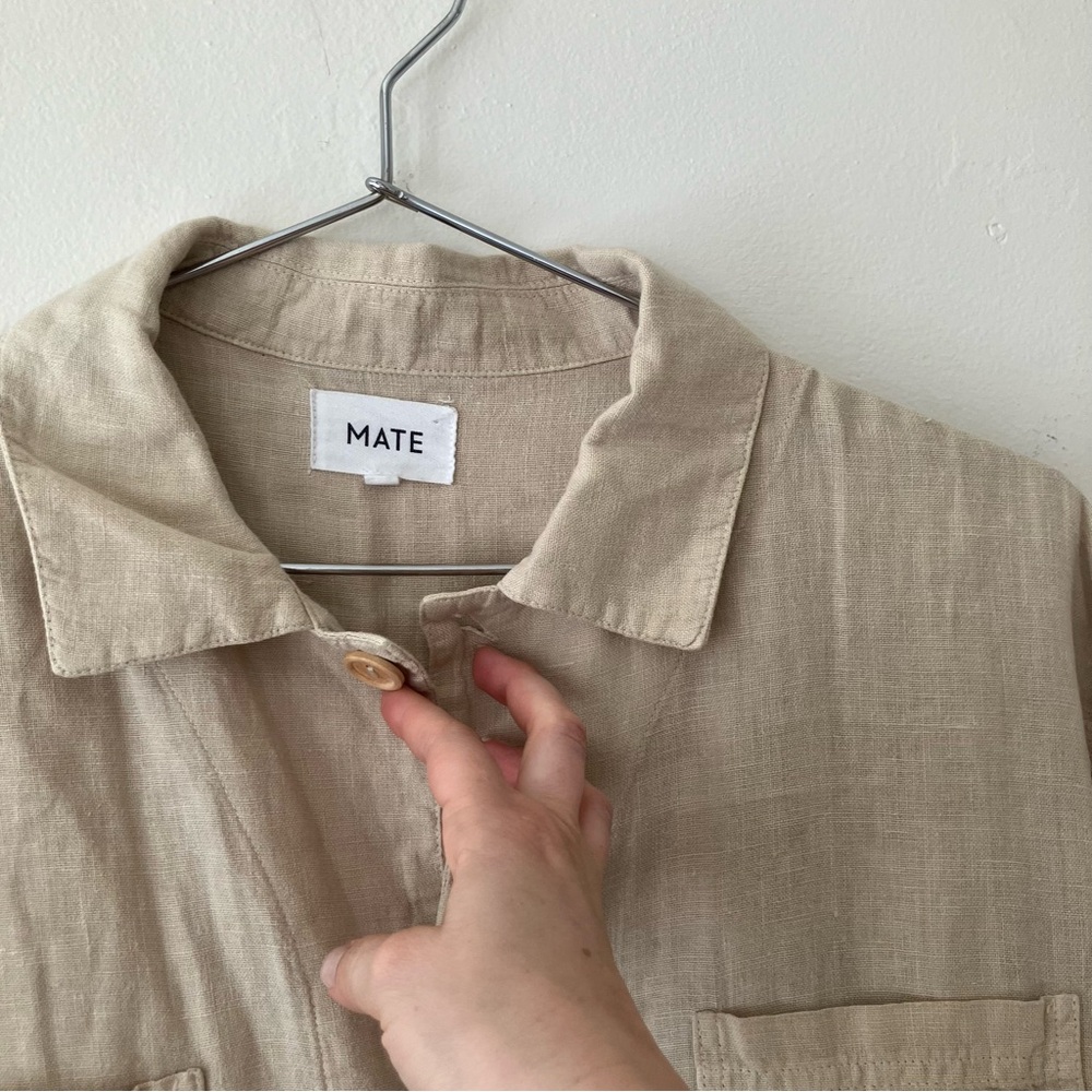 NWOT MATE the Label • Linen Short Sleeve Jumpsuit in Natural - Picture 11 of 14